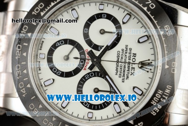 Rolex Cosmograph Daytona Clone Rolex 4130 Automatic Steel Case White Dial With Stick Markers Steel Bracelet - 1:1 Original (AR) - Click Image to Close